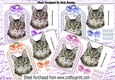 4 Pretty cats with bows on lace tags toppers