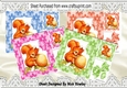 4 Cute red squirrels with acorns card fronts in floral frames 8x8 mini kit