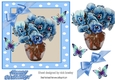 Pretty blue pansies in a vase in 7x7 polkadot frame