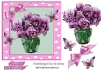 Pretty pink pansies in a vase in 7x7 polkadot frame