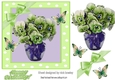 Pretty green pansies in a vase in 7x7 polkadot frame