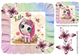 pretty water colour unicorn in rainbow frame 8x8