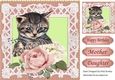 Pretty peach roses with kitten in lattice 8x8 frame