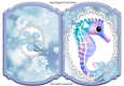 Beautiful pink/blue seahorse on lace blue bracket card