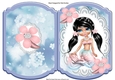 Beautiful Mermaid with pink flowers on lace blue bracket card
