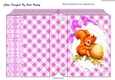 Cute red squirrel on lace in pink check folded book