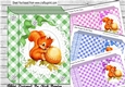 4 Cute red squirrel on lace in check folded book mini kit