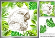 lovely sketch of a parrot in jungle leaf frame with butterflies 8x8