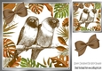 lovely sketch of a pair of love birds in jungle leaf frame with bow 8x8