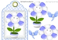 Cute toony face flower on lace blue tag/topper