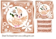 Sweet little bird in peach floral frame 7x7