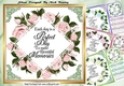  4 Pretty roses in diamond frames with ornate corners card fronts 8x8 mini kit
