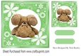 Green floral frame with upside down bear 7x7