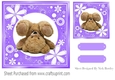 Purple floral frame with upside down bear 7x7