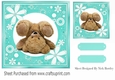Turq floral frame with upside down bear 7x7