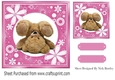 pink floral frame with upside down bear 7x7