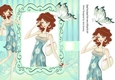 Lovely trendy girl in ornate blue frame with butterfly 8x8