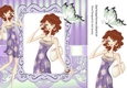 Lovely trendy girl in ornate lilac frame with butterfly 8x8