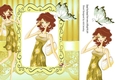 Lovely trendy girl in ornate gold frame with butterfly 8x8