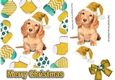 Cute puppy in gold santa hat in christmas sock frames 7x7