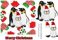 Cute penguin family in red santa hat in christmas sock frames 7x7