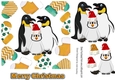Cute penguin family in red/gold santa hat in christmas sock frames 7x7
