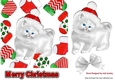 Cute white kitty in santa hat in christmas sock frame 7x7