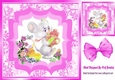 Cute little mouse with flowers and gift 8x8 pink