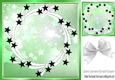 Pretty black stars in green frame 8x8 card fronts
