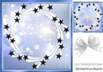 Pretty black stars in blue frame 8x8 card fronts