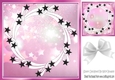 Pretty black stars in pink frame 8x8 card fronts