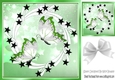 Pretty black stars in green frame 8x8 card fronts with butterflies