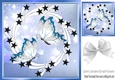 Pretty black stars in blue frame 8x8 card fronts with butterflies