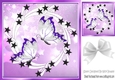 Pretty black stars in purple frame 8x8 card fronts with butterflies