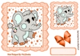 Cute stitched Elephant in peach star frame 7x7
