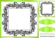 Lovely black ornate with lime green frame 8x8 card front