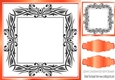 Lovely black ornate with peach frame 8x8 card front