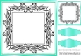 Lovely black ornate with turq  frame 8x8 card front