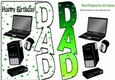 Over the edge, computers for DAD Birthday with green stars