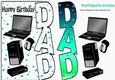 Over the edge, computers for DAD Birthday with turq stars
