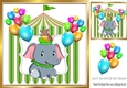 Circus elephant with little mouse in green tent 8x8