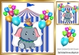 Circus elephant with little mouse in blue tent 8x8