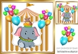 Circus elephant with little mouse in gld tent 8x8