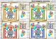 4 Circus elephants with little mice in a tent card fronts 8x8 mini kit