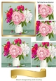 Pretty vase of pink peonies with  pyramids