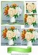 Pretty vase of peach peonies with pyramids