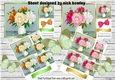  4 Pretty vases of peonies with bows 8x8 & pyramids mini kit
