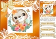 lovely sloth in a orange frame of flowers and ornate lace 8x8