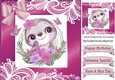lovely sloth in a pink frame of flowers and ornate lace 8x8