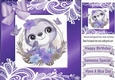 lovely sloth in a purple frame of flowers and ornate lace 8x8